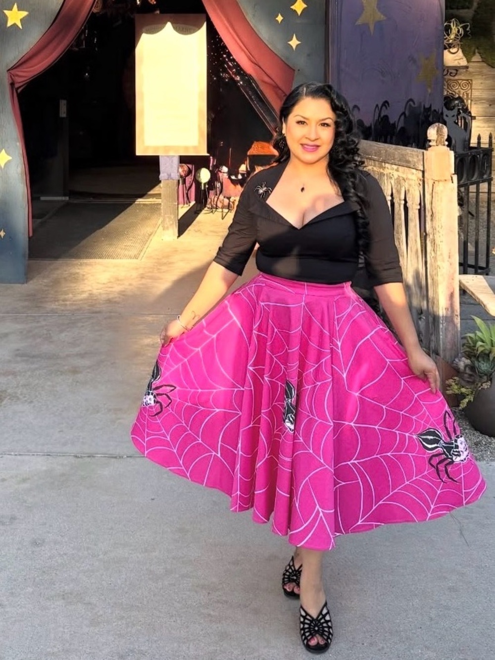 Vixen by Micheline Pitt Hot Pink Spider Web Skirt - Picture 6 of 6